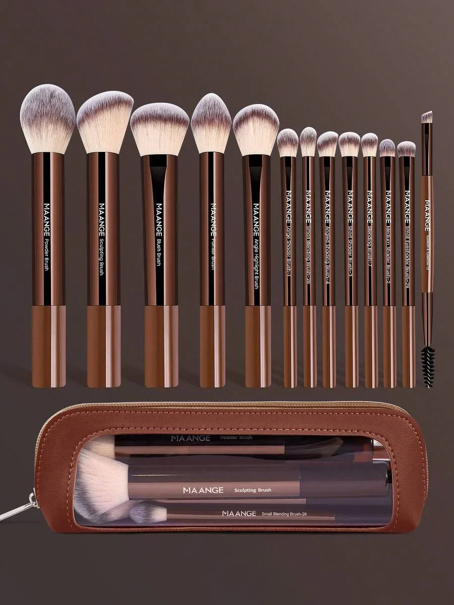 MAANGE Professional Soft Hair Aluminum Tube Makeup Brush Set
