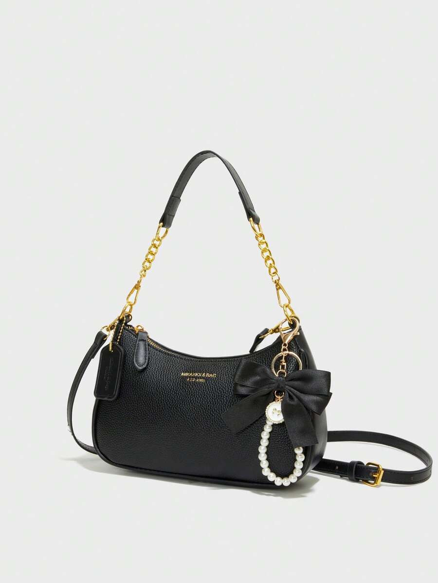White Ladies' Shoulder Bag Made Of PU Material