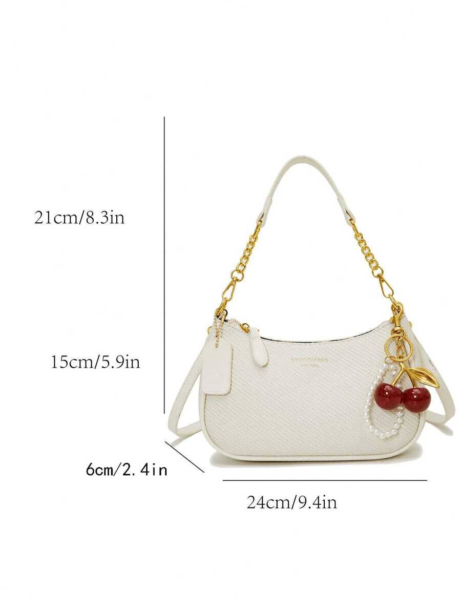 White Ladies' Shoulder Bag Made Of PU Material