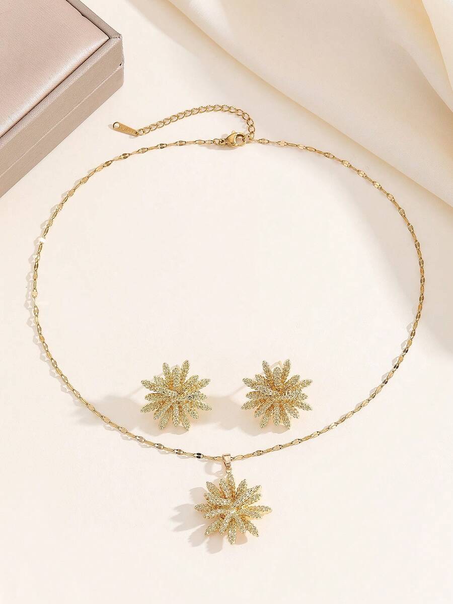 1 Set Stainless Steel Necklace & Earrings
