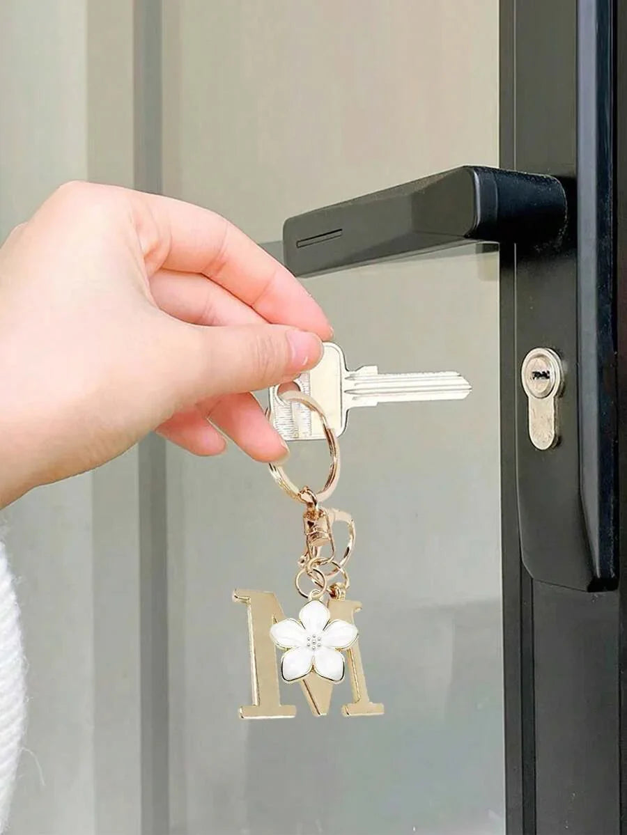Elegant Metal Heart-Shaped Letter Keychain