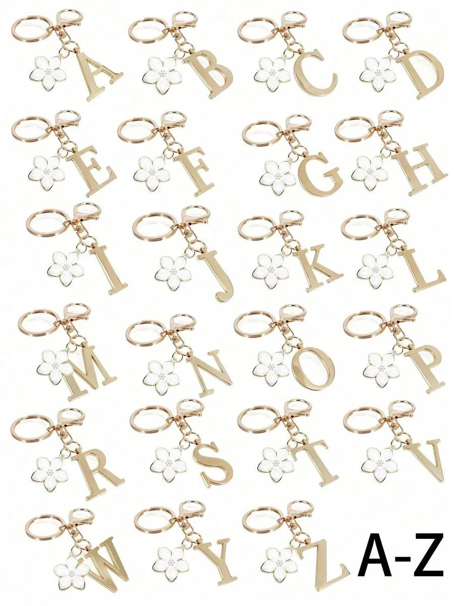 Elegant Metal Heart-Shaped Letter Keychain