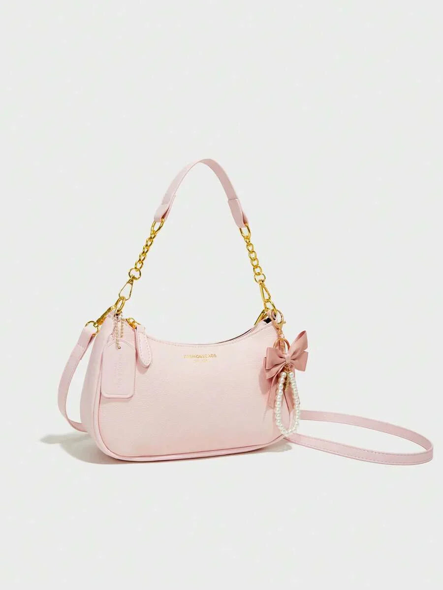 White Ladies' Shoulder Bag Made Of PU Material