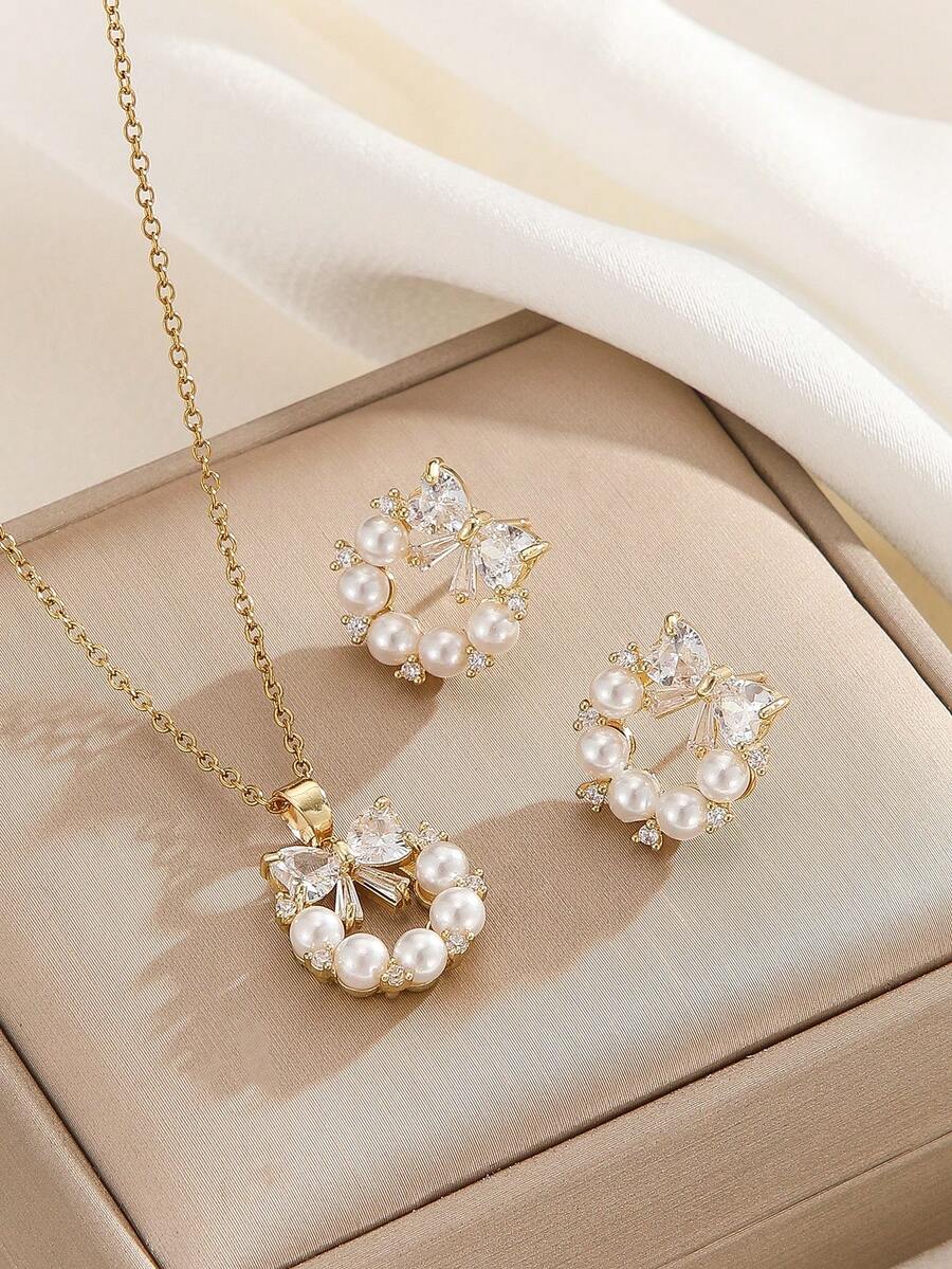 1 Set Stainless Steel Necklace & Earrings