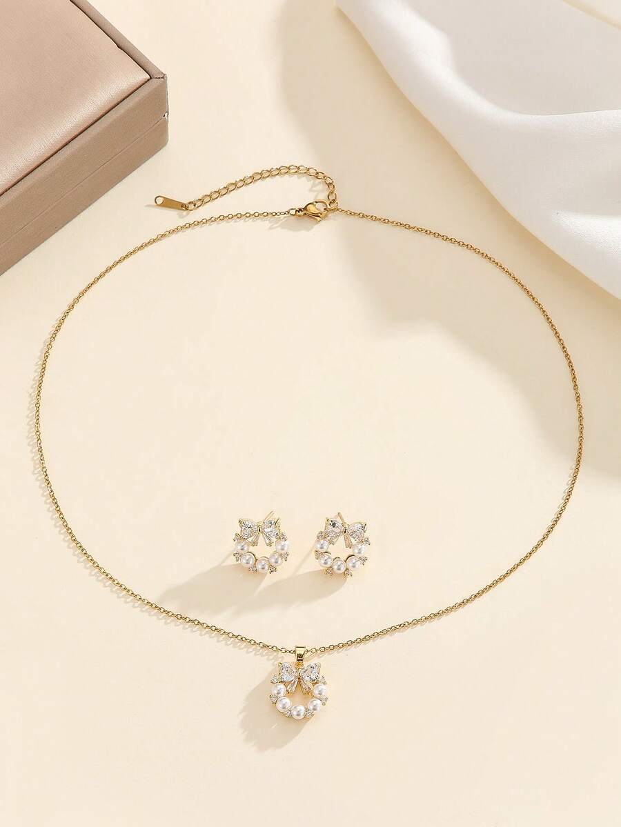 1 Set Stainless Steel Necklace & Earrings