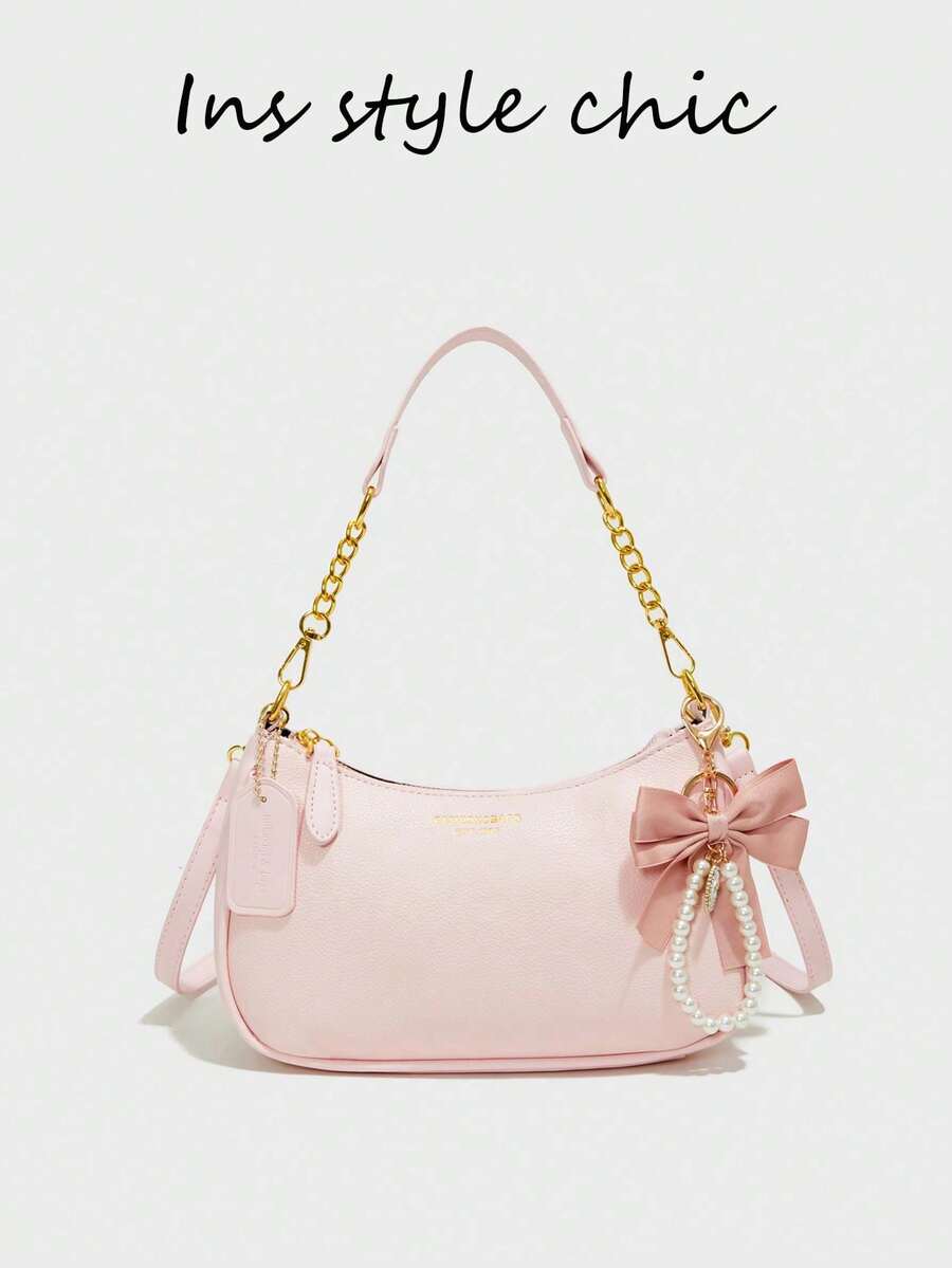 White Ladies' Shoulder Bag Made Of PU Material