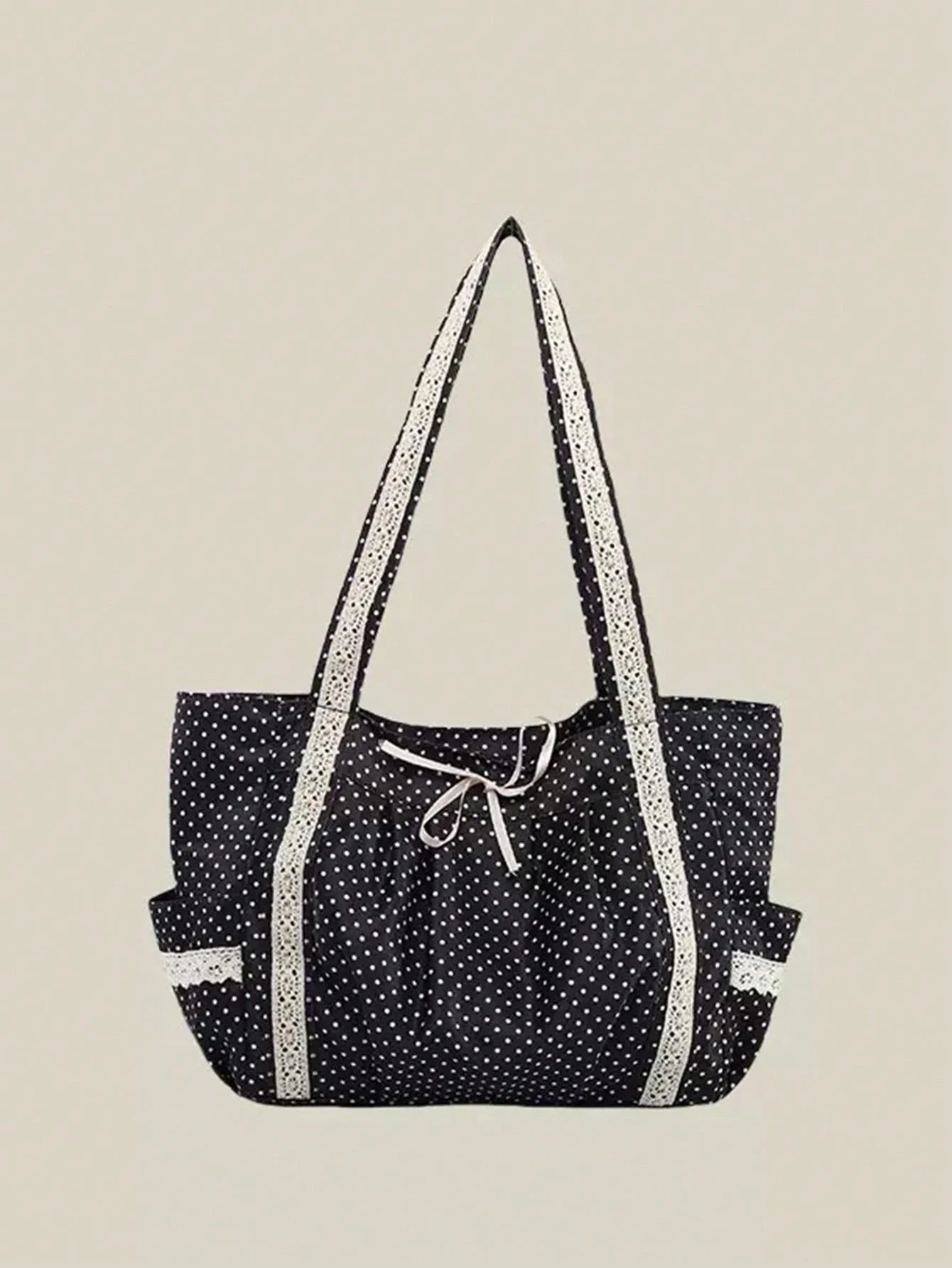 Polka Dot Heart Canvas Tote