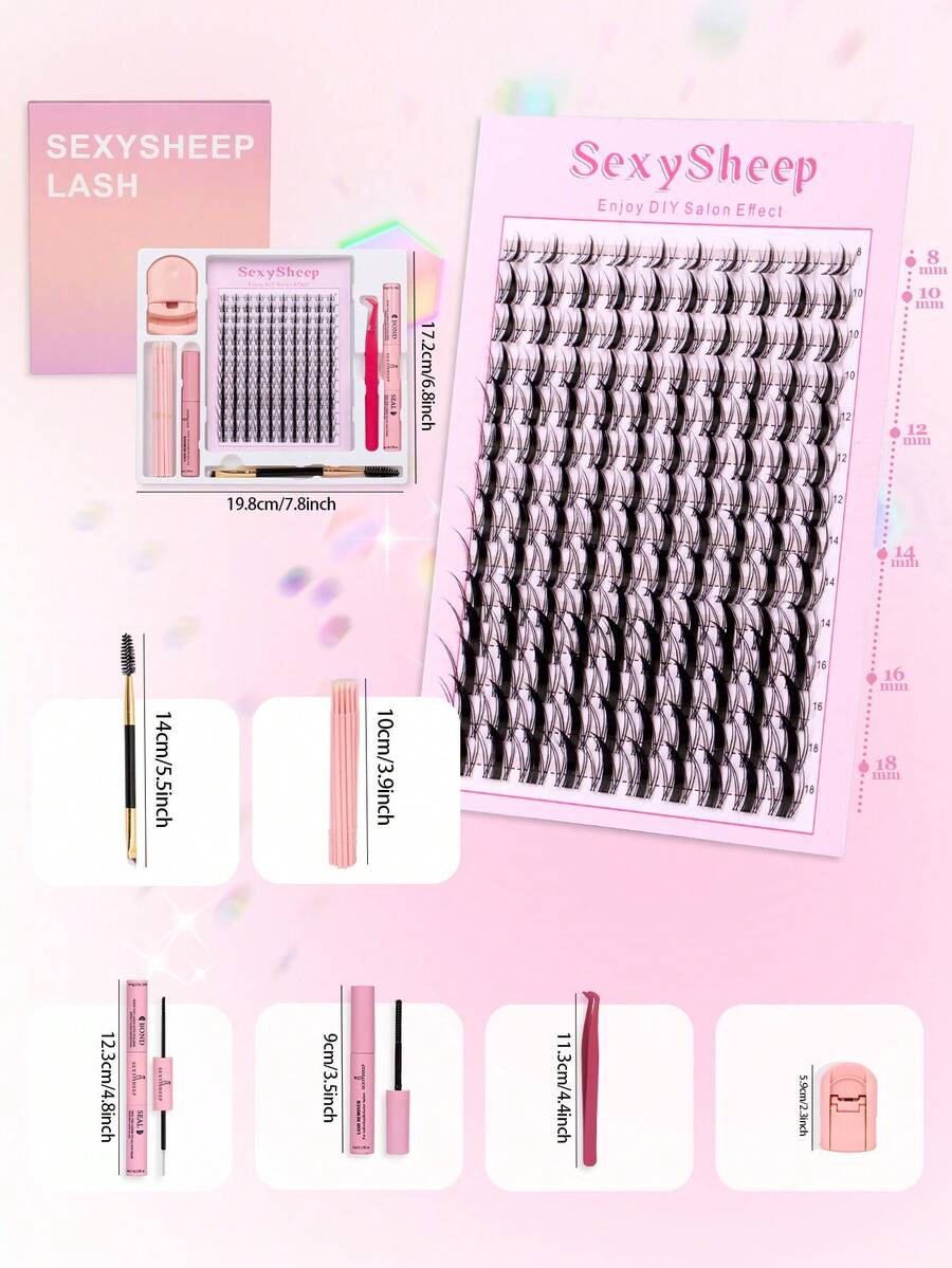 SEXYSHEEP 140pcs D-Curl Fluffy False Eyelashes Mixed Set