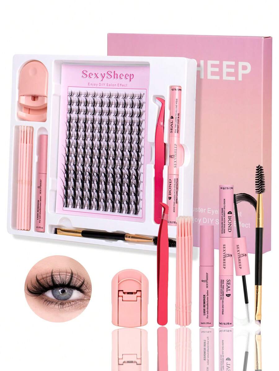 SEXYSHEEP 140pcs D-Curl Fluffy False Eyelashes Mixed Set