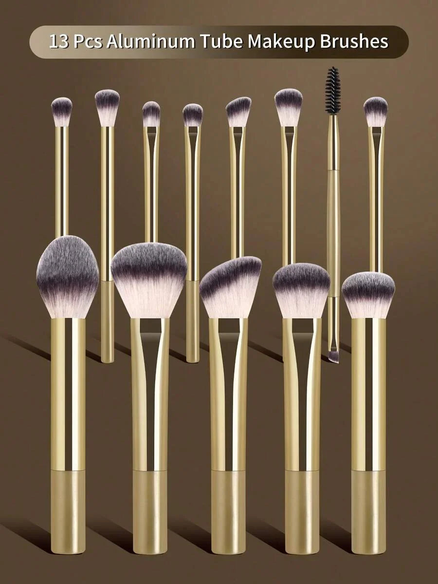 MAANGE Professional Soft Hair Aluminum Tube Makeup Brush Set