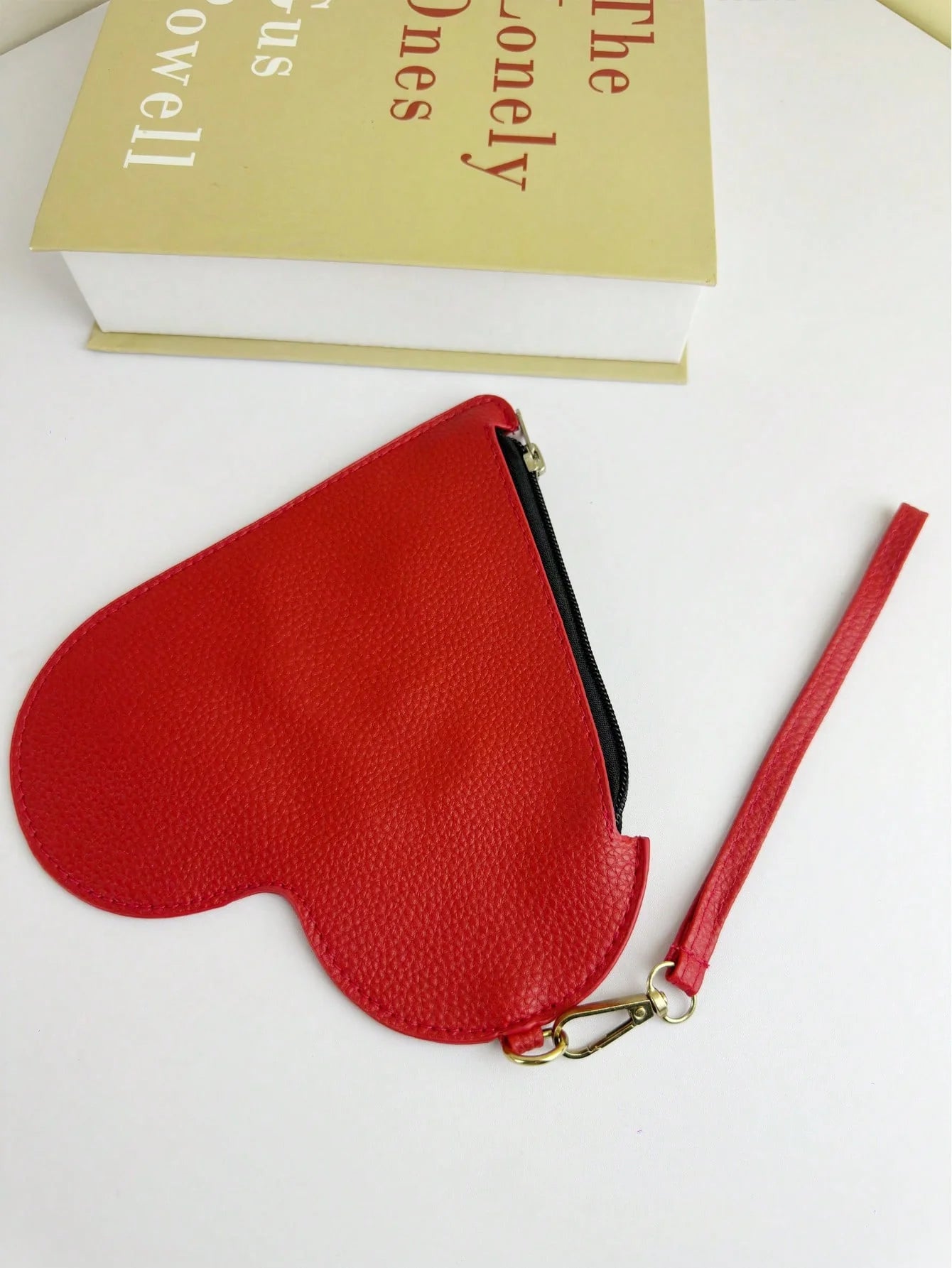 Red Heart-Shaped Wristlet Bag