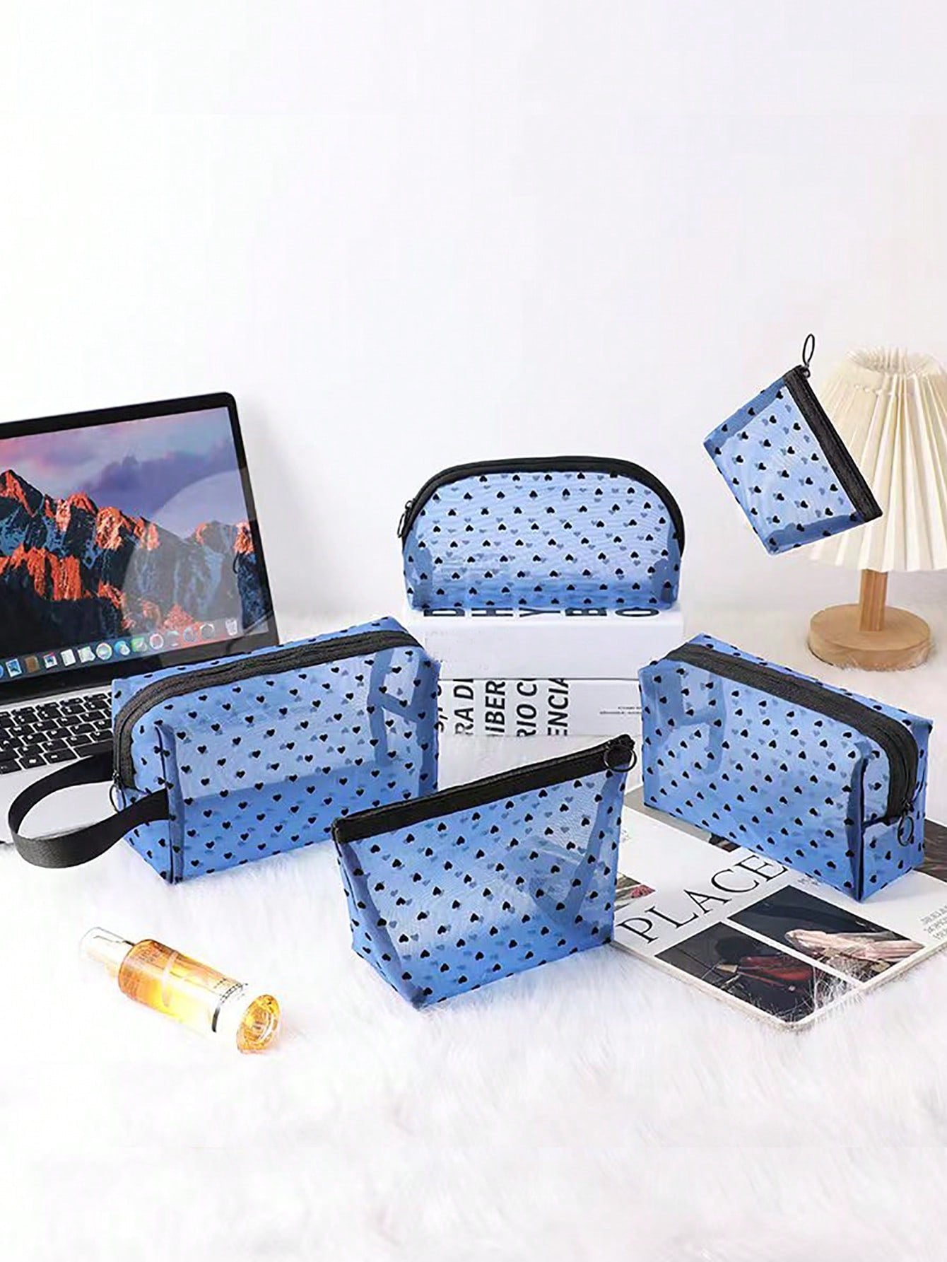 Printed Mesh Cosmetic Storage Bag