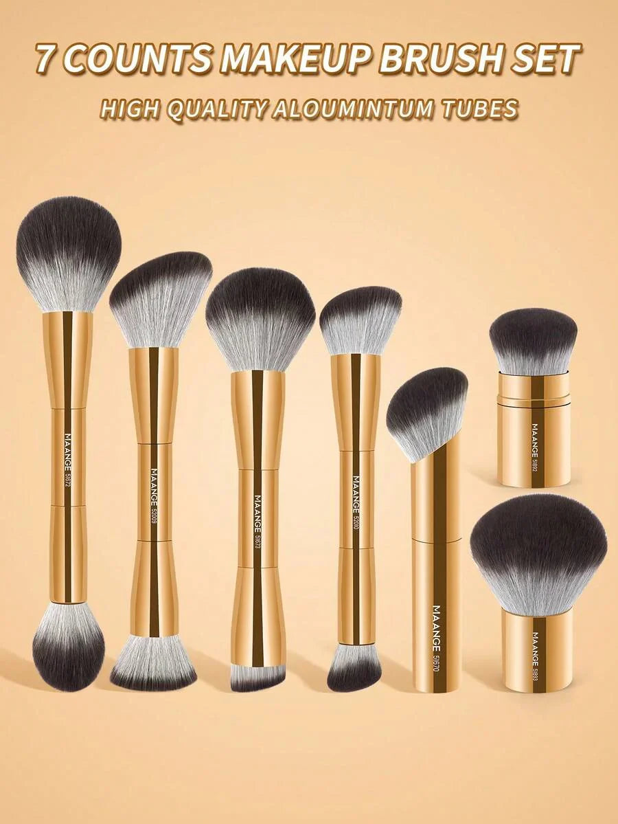 MAANGE Professional Soft Hair Aluminum Tube Makeup Brush Set