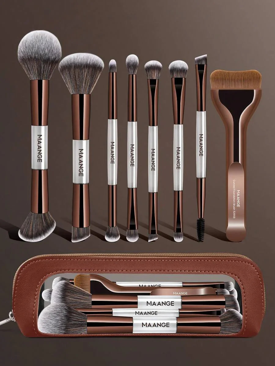 MAANGE Professional Soft Hair Aluminum Tube Makeup Brush Set