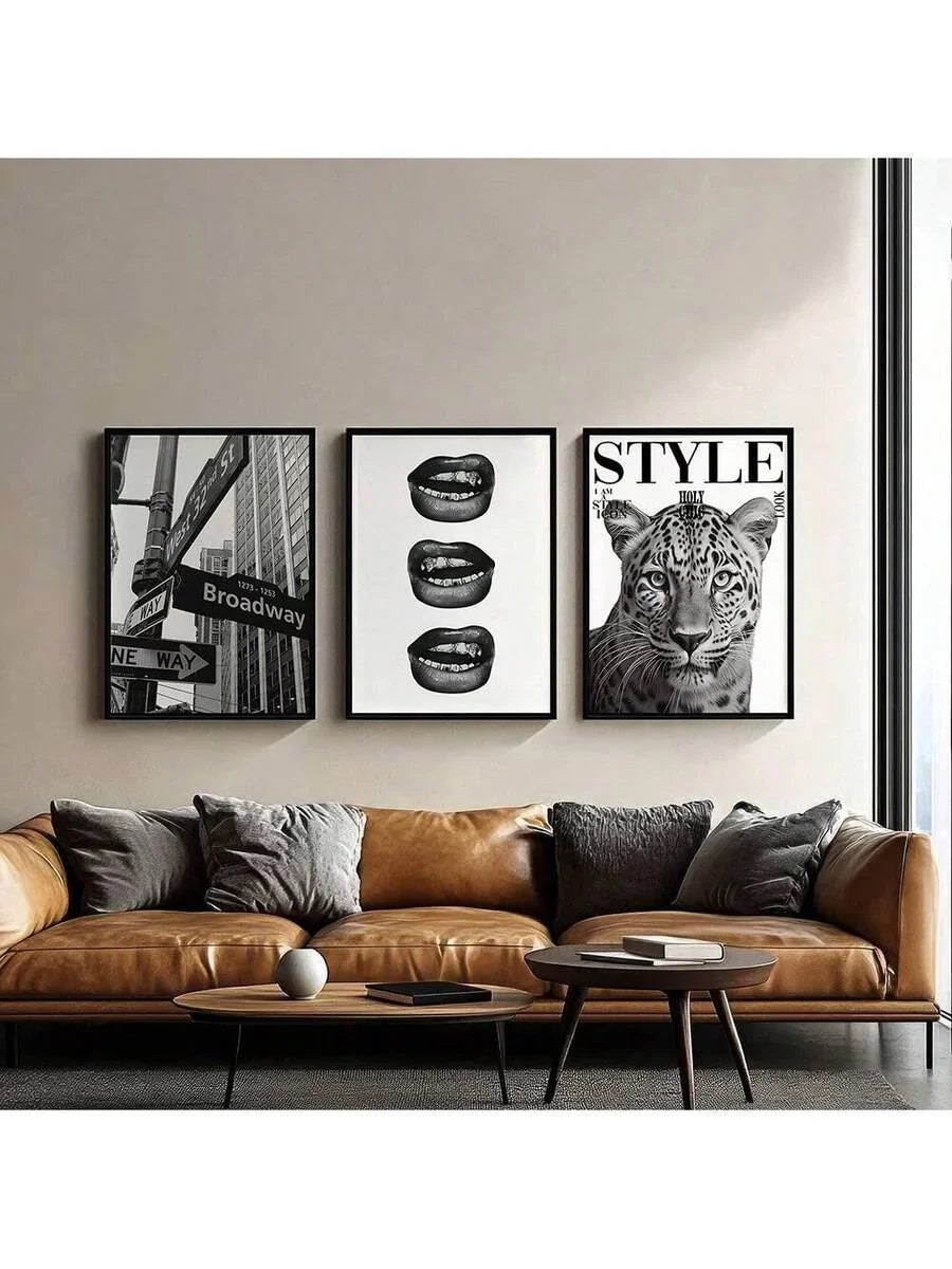 Leopard Cheetah Mural Decorative Canvas Painting Pink Fashion