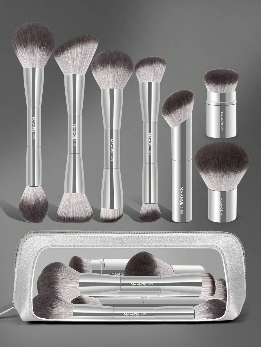 MAANGE Professional Soft Hair Aluminum Tube Makeup Brush Set