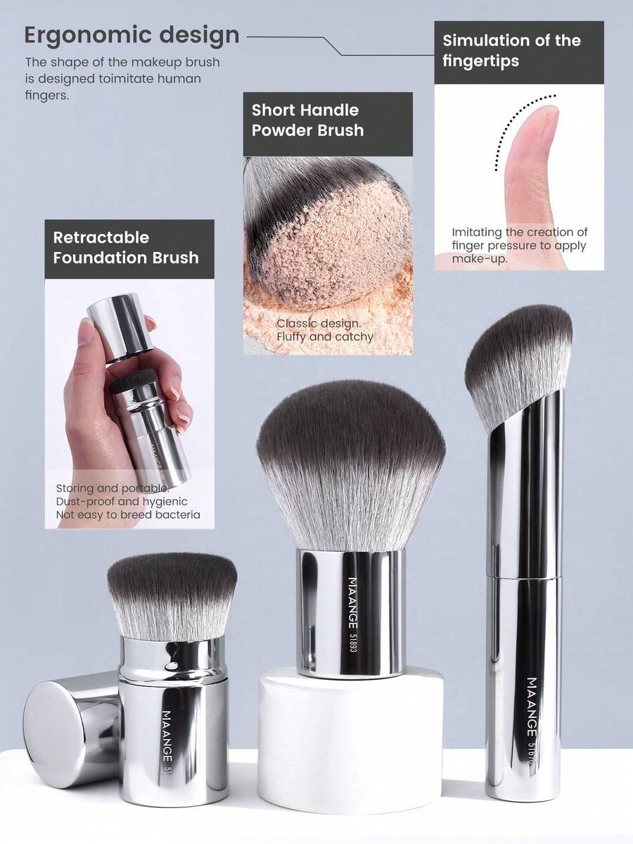 MAANGE Professional Soft Hair Aluminum Tube Makeup Brush Set