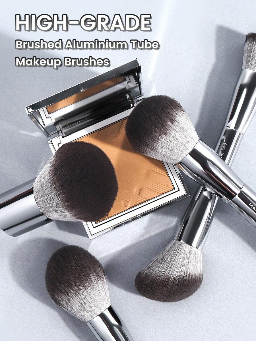 MAANGE Professional Soft Hair Aluminum Tube Makeup Brush Set