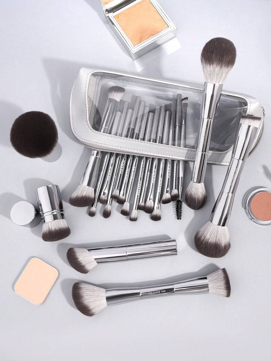 MAANGE Professional Soft Hair Aluminum Tube Makeup Brush Set