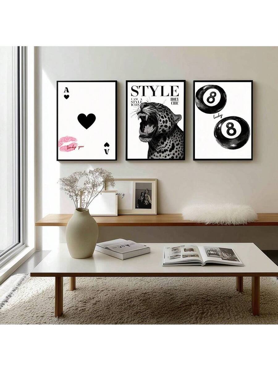 Leopard Cheetah Mural Decorative Canvas Painting Pink Fashion