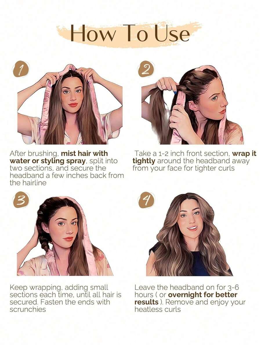 4pcs No-Heat Hair Curlers