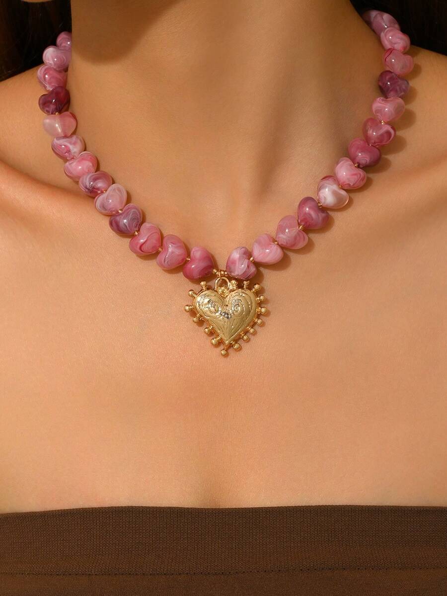 Elegant Fashion Gold Chain Plastic Orange Red Jelly