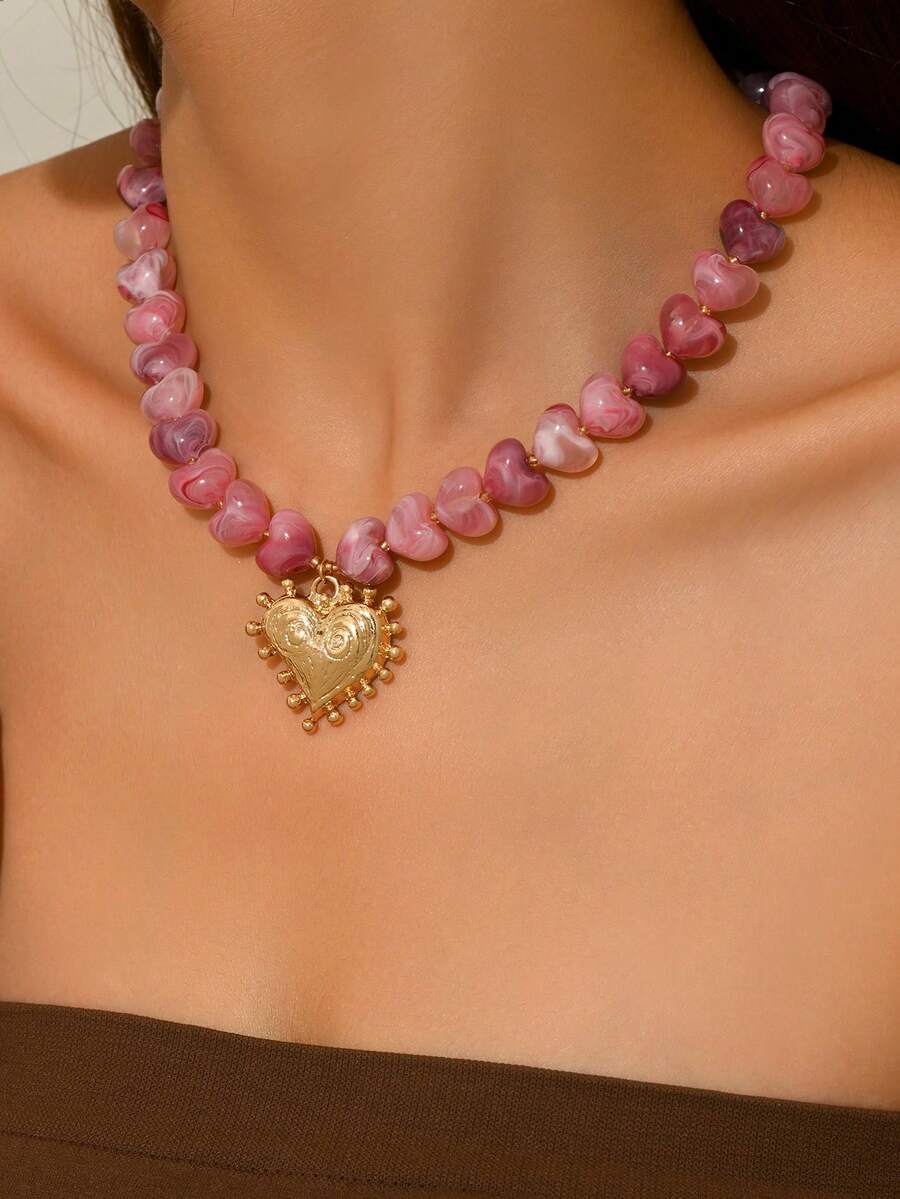 Elegant Fashion Gold Chain Plastic Orange Red Jelly