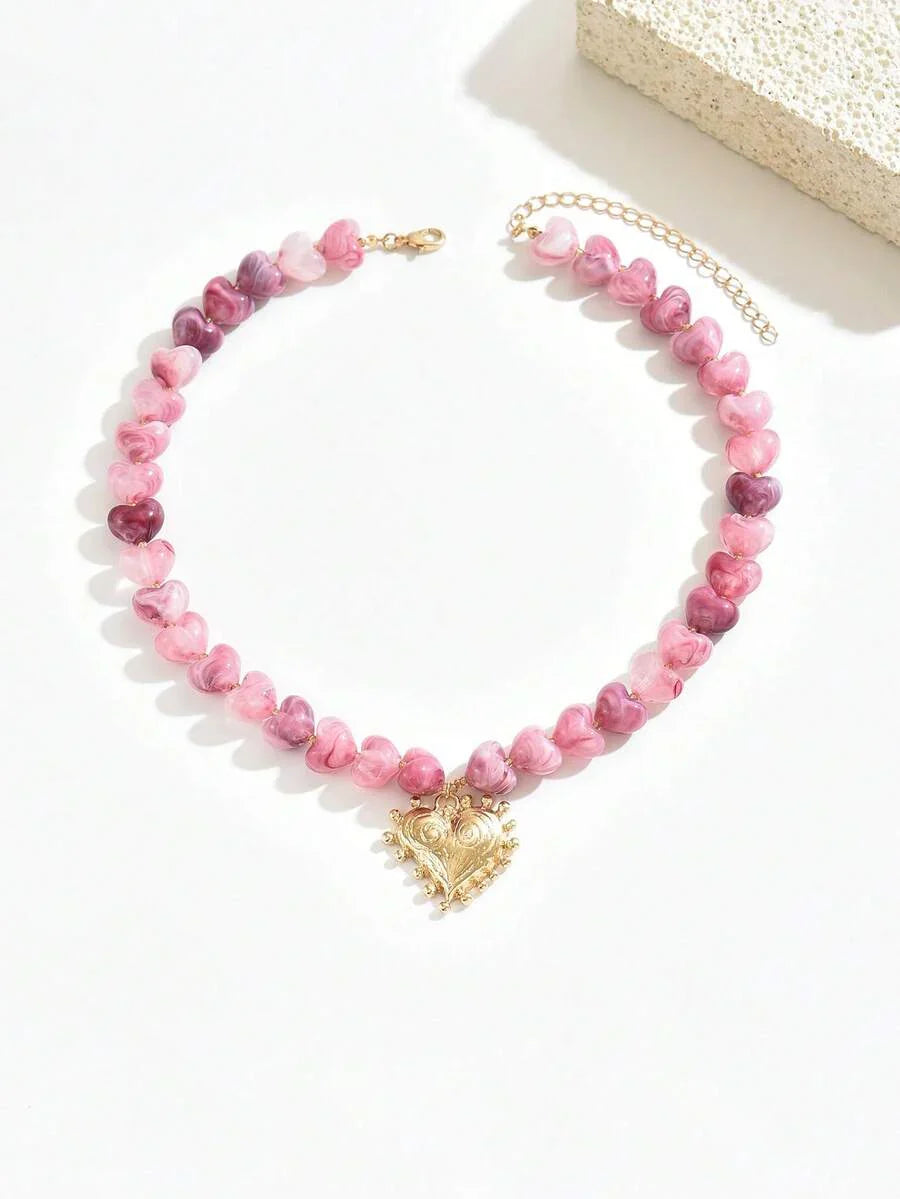 Elegant Fashion Gold Chain Plastic Orange Red Jelly