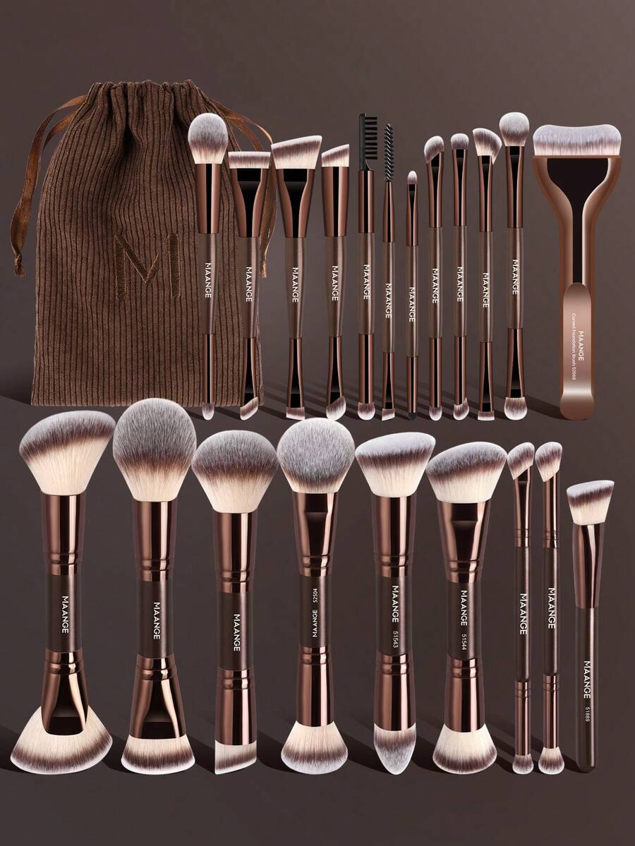MAANGE Professional Soft Hair Aluminum Tube Makeup Brush Set