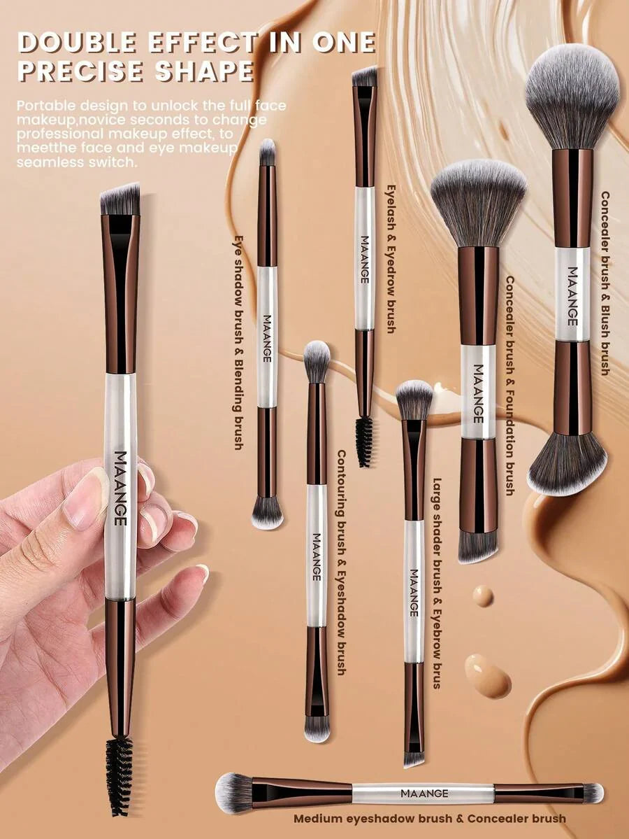 MAANGE Professional Soft Hair Aluminum Tube Makeup Brush Set