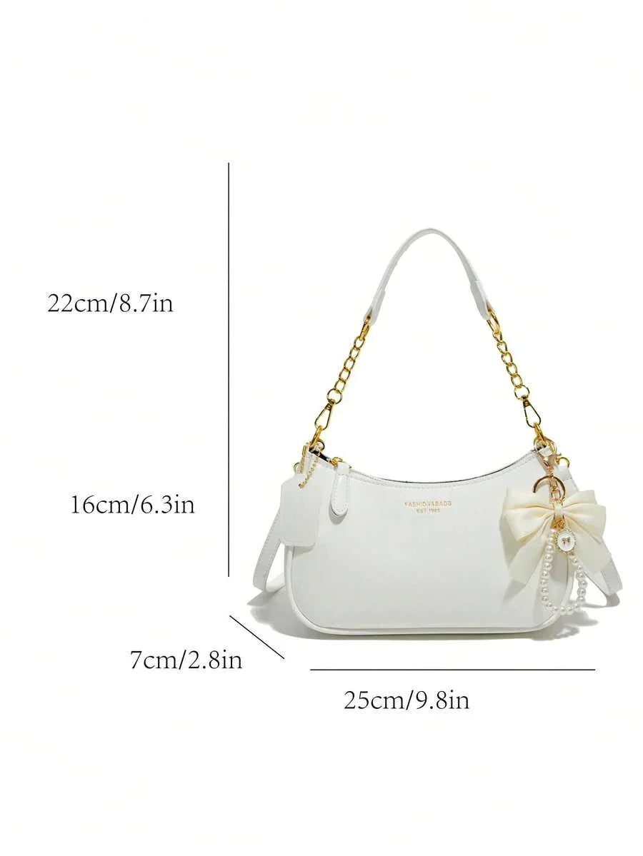 White Ladies' Shoulder Bag Made Of PU Material