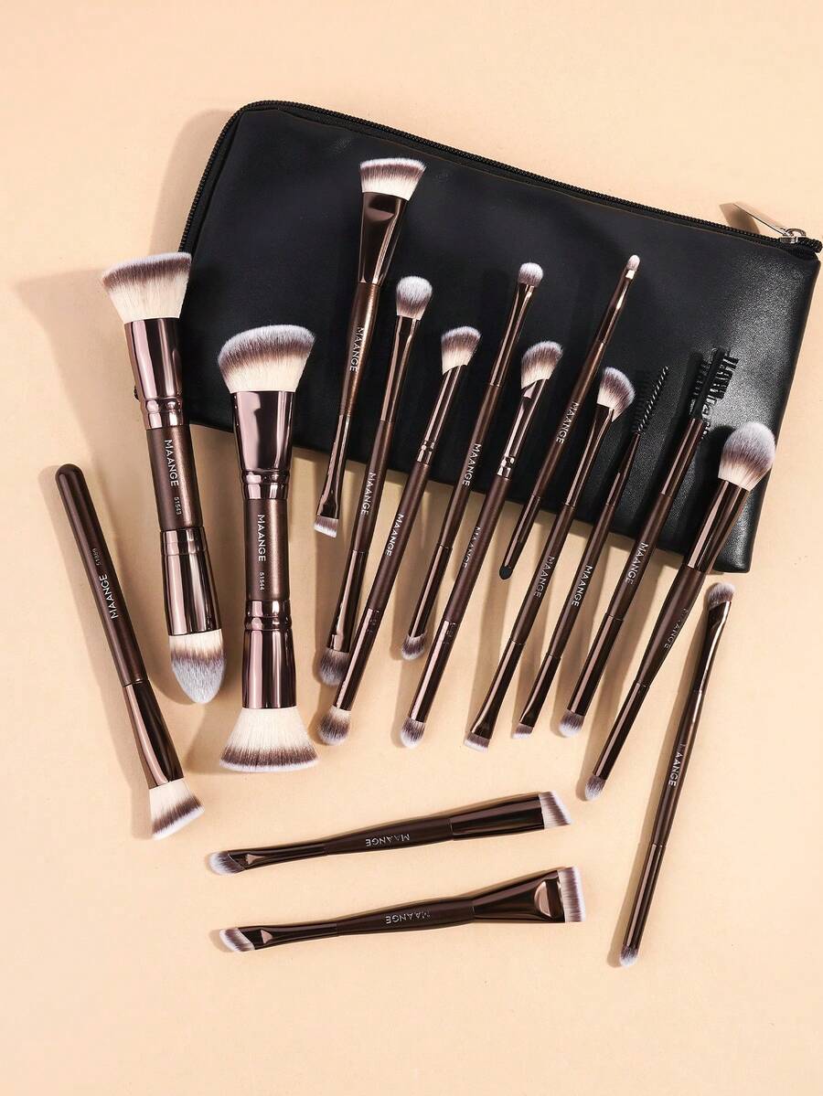 MAANGE Professional Soft Hair Aluminum Tube Makeup Brush Set