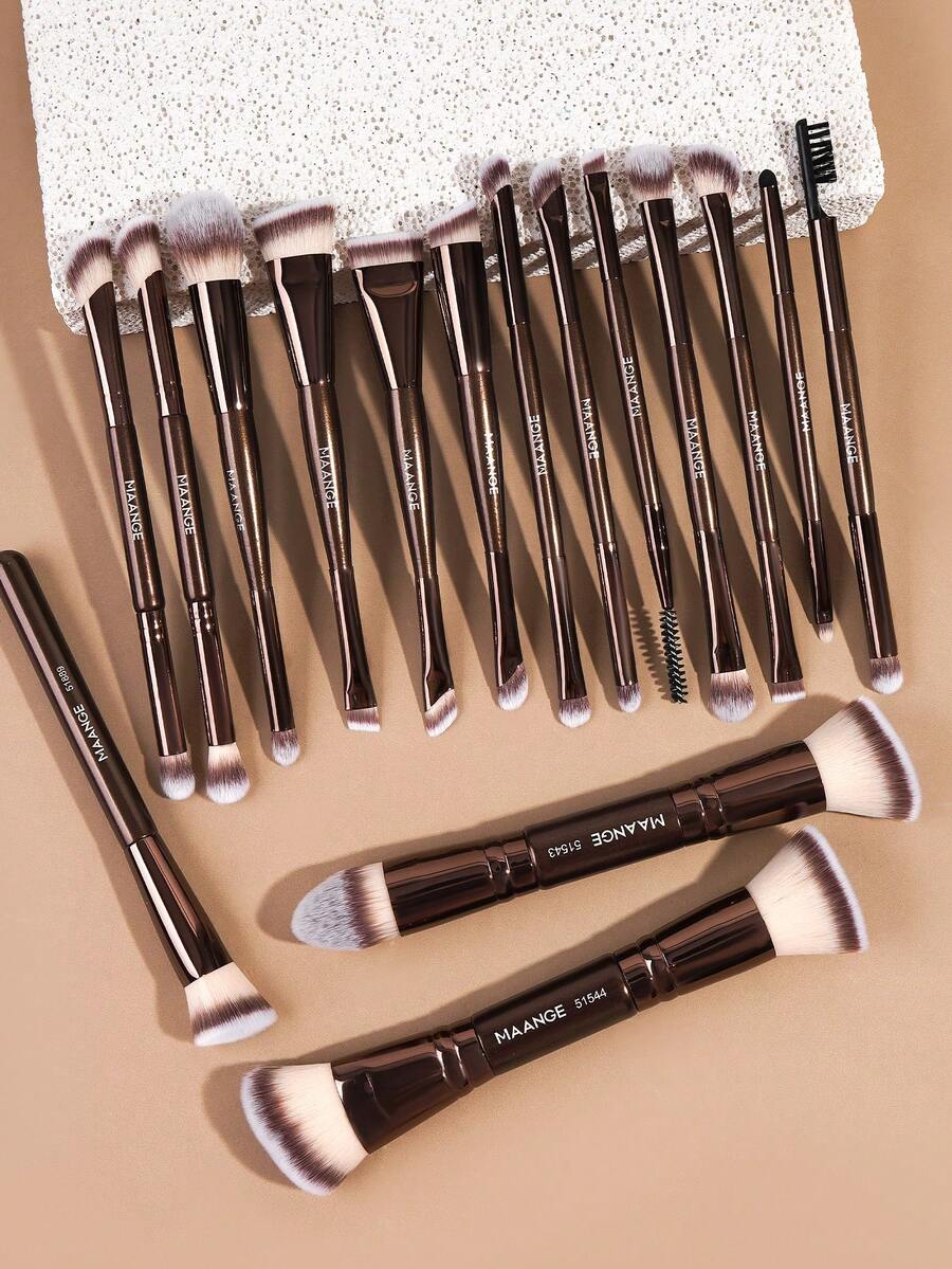 MAANGE Professional Soft Hair Aluminum Tube Makeup Brush Set