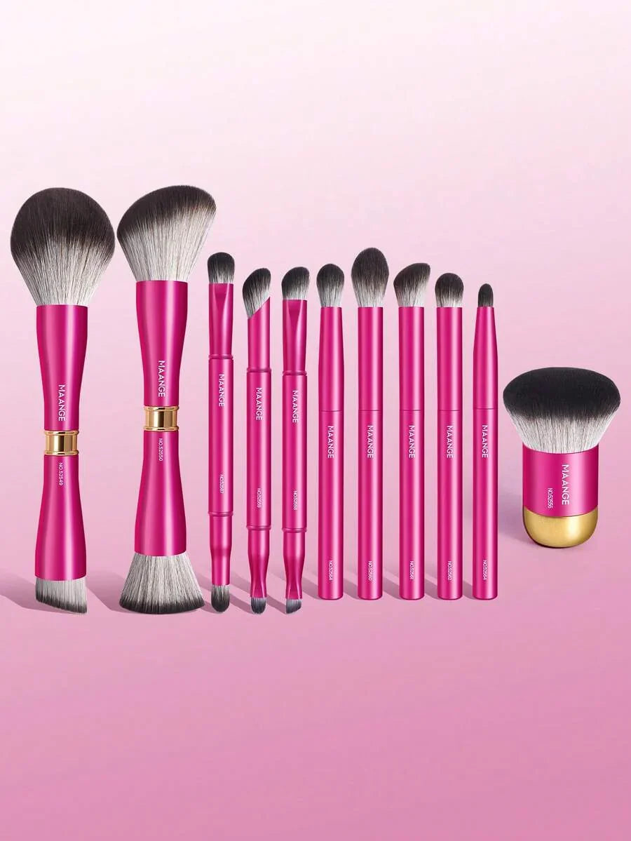 MAANGE Professional Soft Hair Aluminum Tube Makeup Brush Set