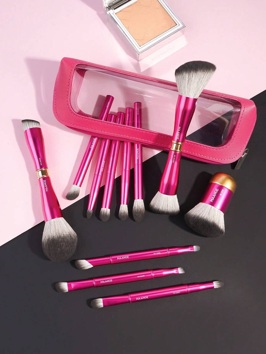MAANGE Professional Soft Hair Aluminum Tube Makeup Brush Set