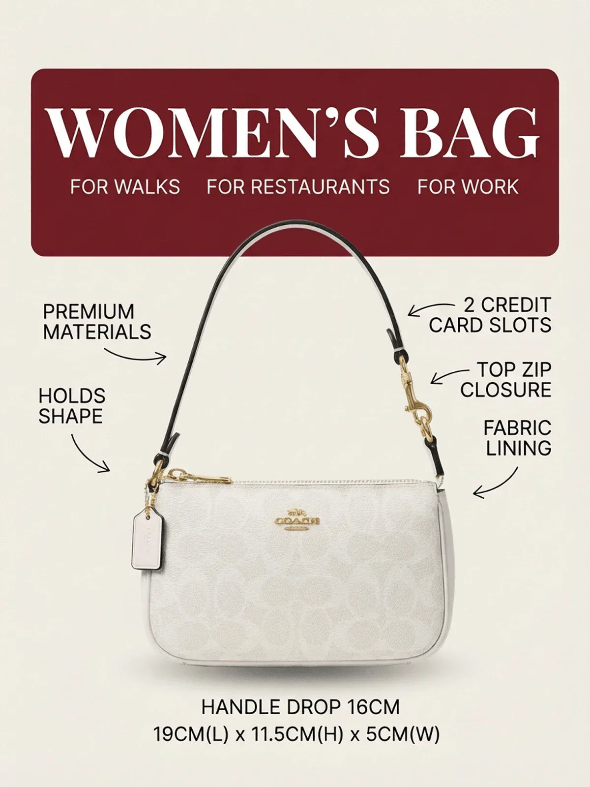 Coach Authentic Nolita 19 Women's Wristlet Crossbody Bag Tan