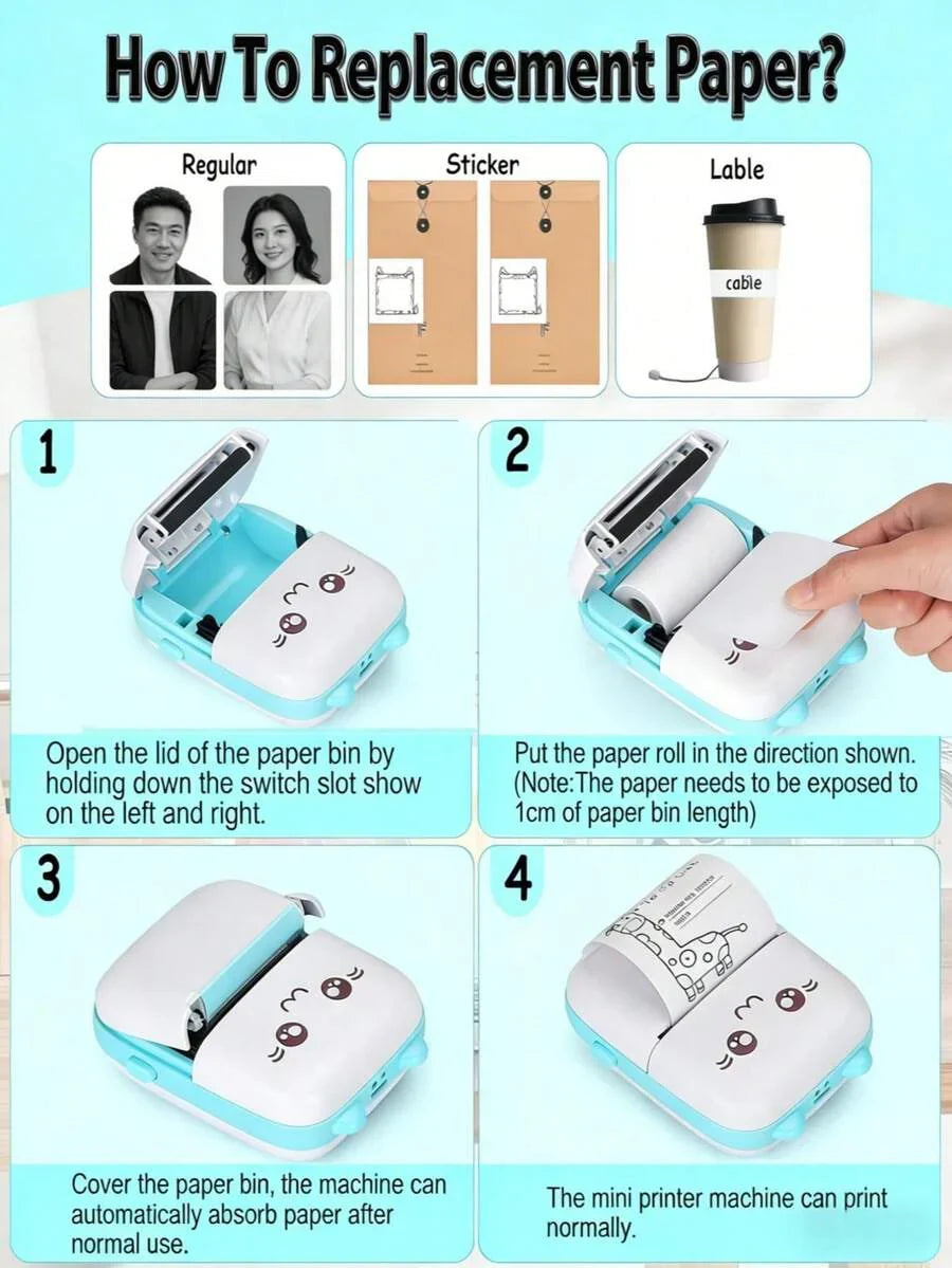 SOKANY 1pc Mini Portable Thermal Printer