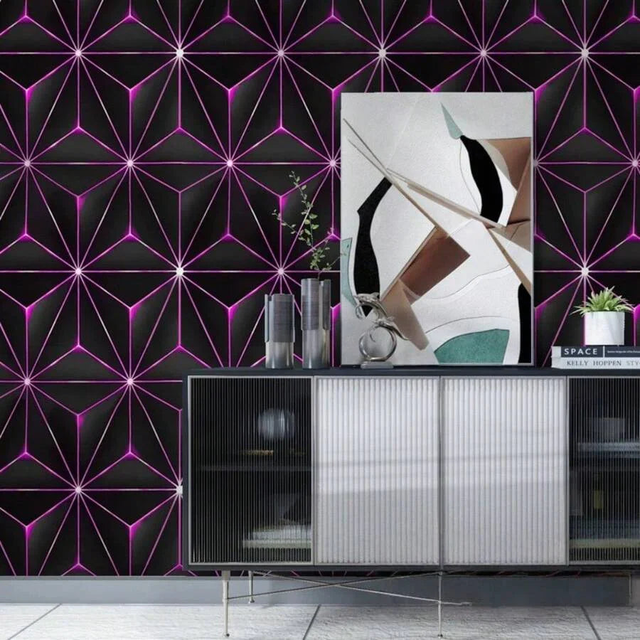 1 Roll 3D Luminous Wallpaper, Modern Tech Style