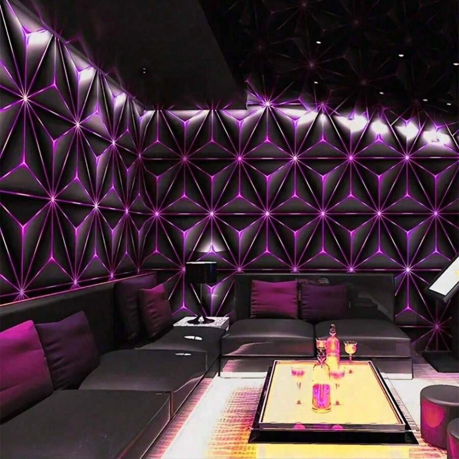 1 Roll 3D Luminous Wallpaper, Modern Tech Style