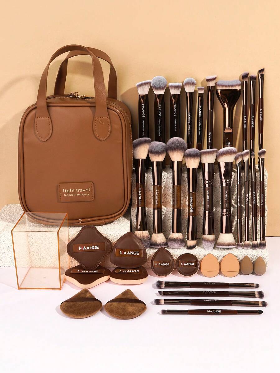 MAANGE Professional Soft Hair Aluminum Tube Makeup Brush Set