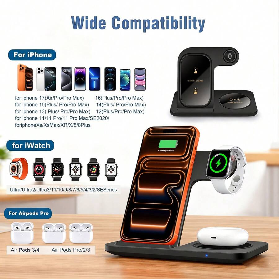 Wireless Charger Station For Multiple Devices Foldable