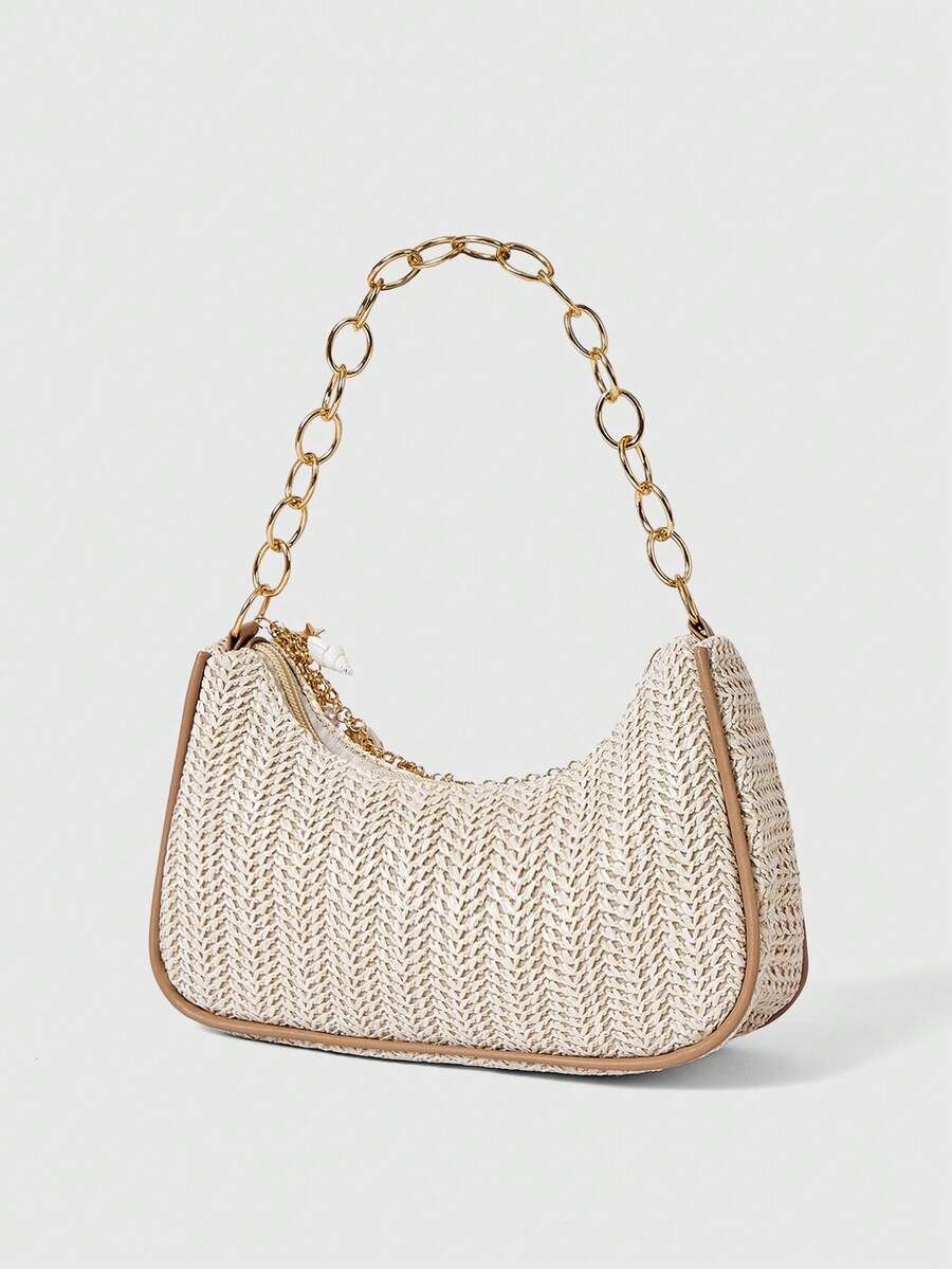 ROMWE Fairycore Summer Beach Starfish Series Woven Shoulder Bag