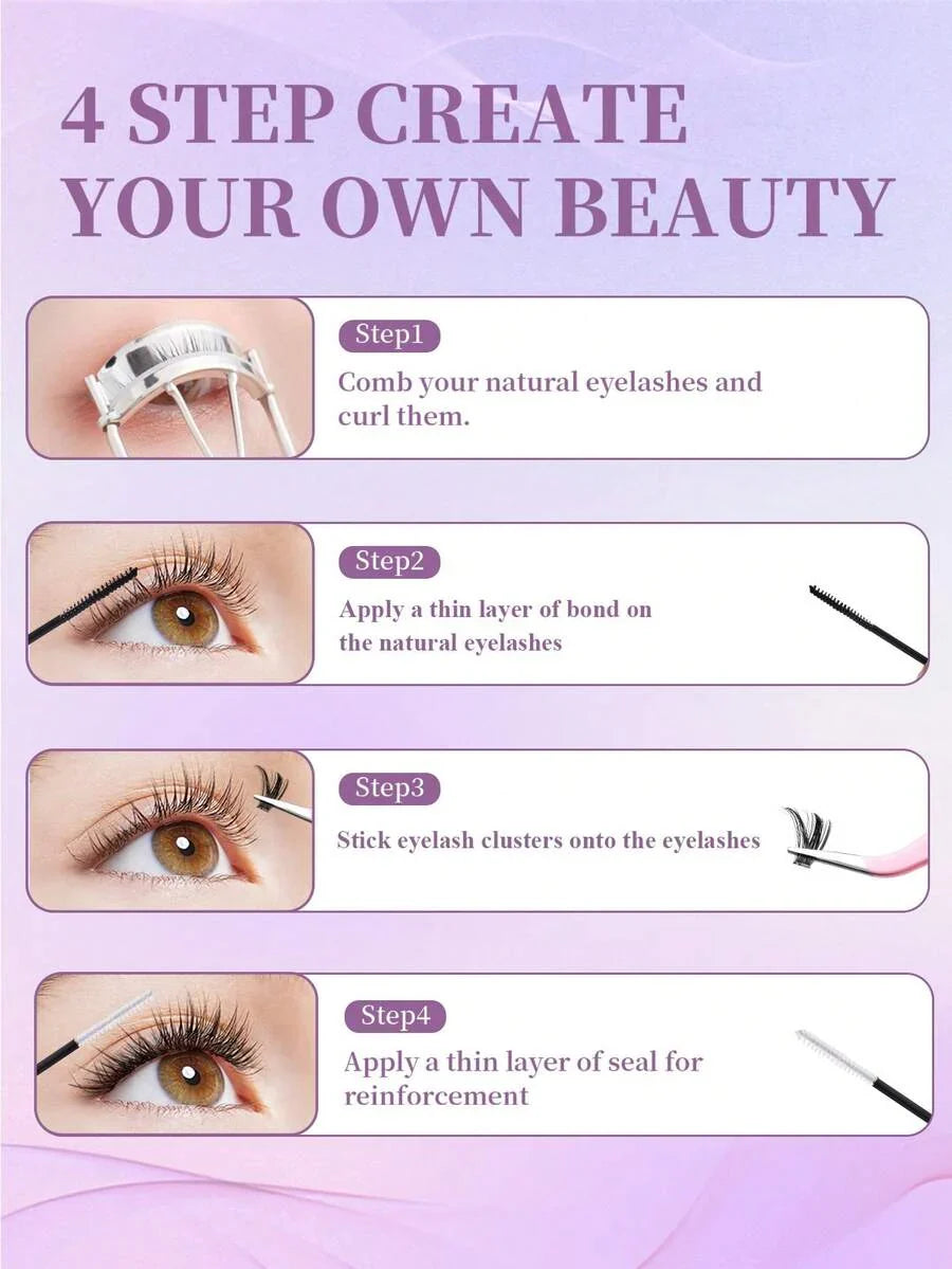 SEXYSHEEP 140pcs D-Curl Fluffy False Eyelashes Mixed Set