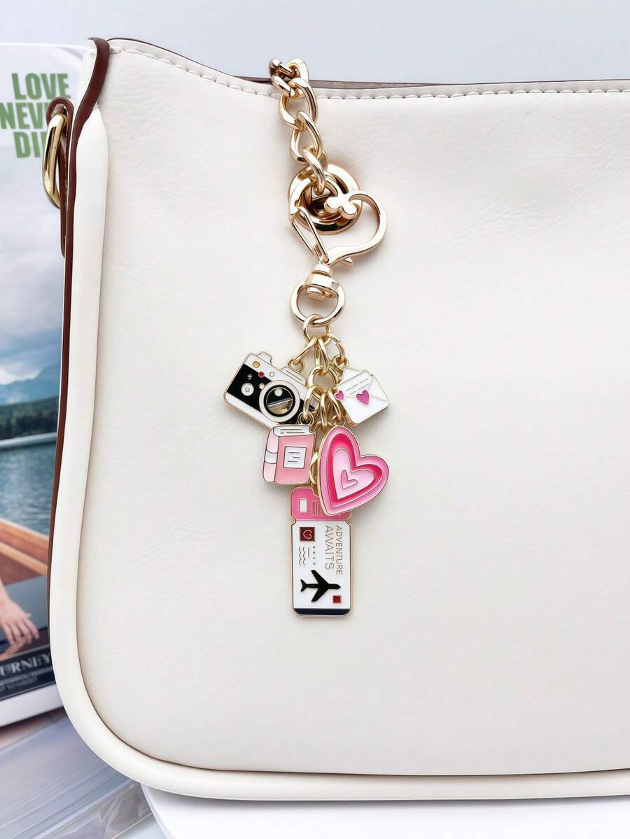 1pc Elegant Pink Bow Travel Keychain Pendant