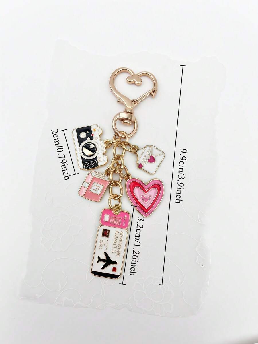 1pc Elegant Pink Bow Travel Keychain Pendant
