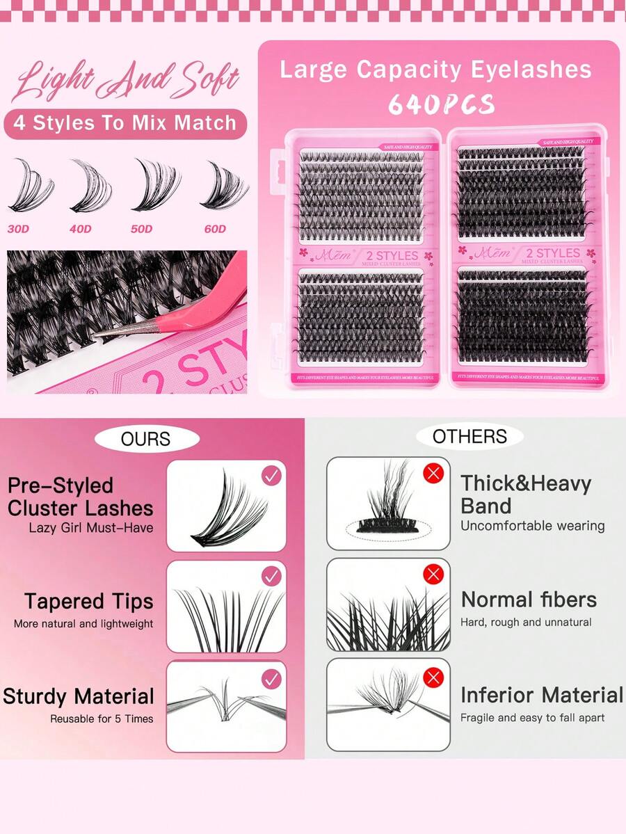 MEM Eyelash Extension Kit, DIY Eyelash Extension Set