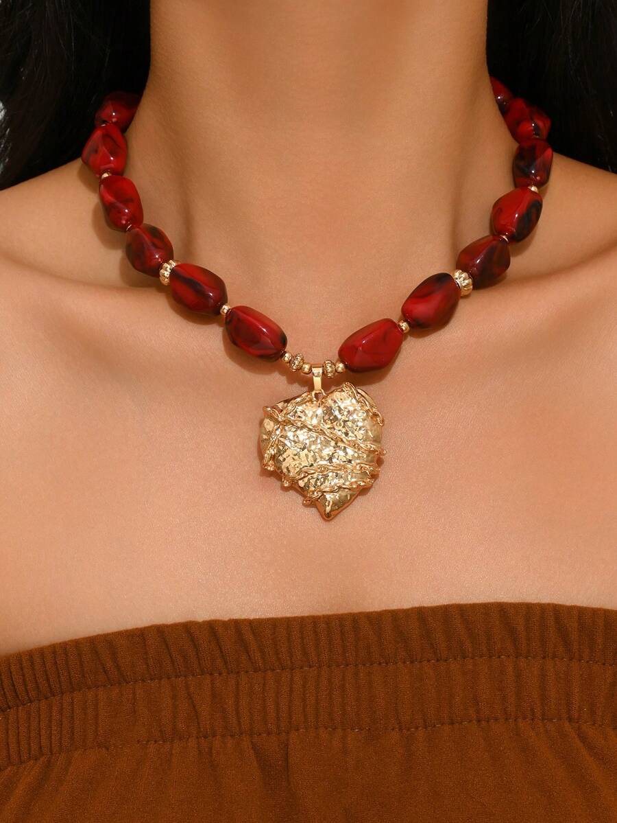 Elegant Fashion Gold Chain Plastic Orange Red Jelly