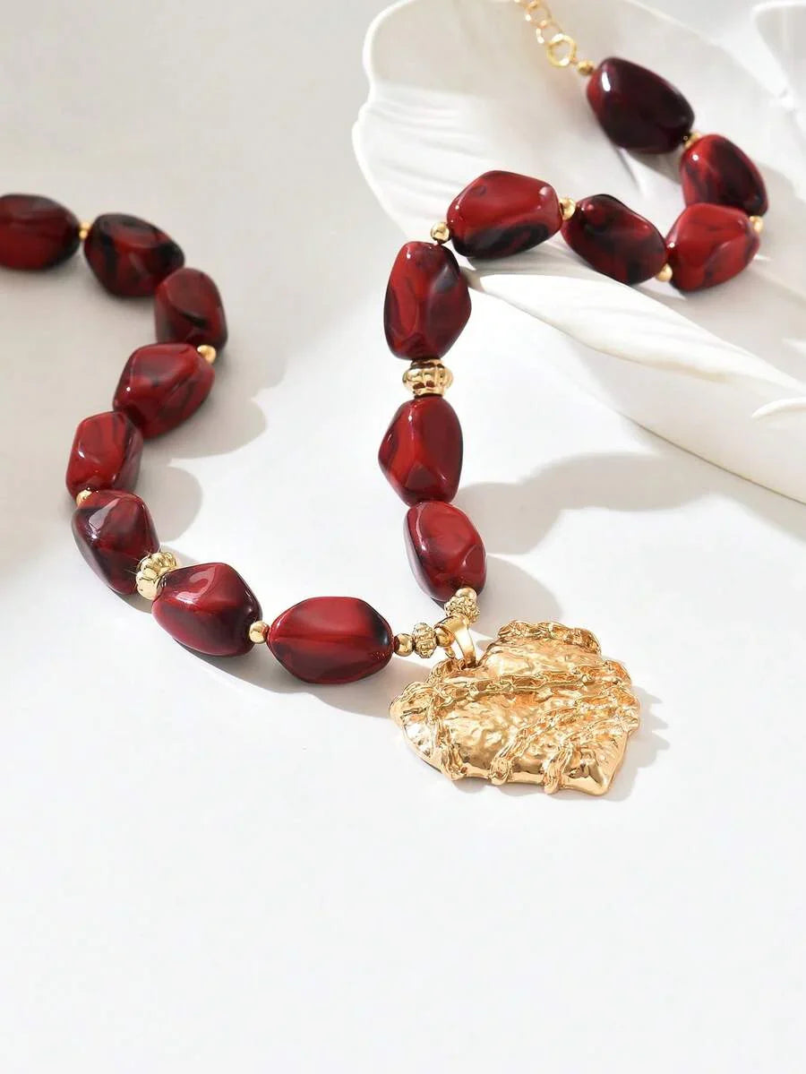 Elegant Fashion Gold Chain Plastic Orange Red Jelly