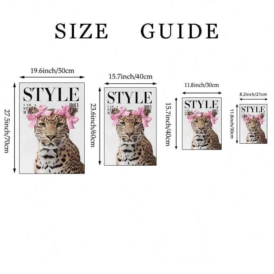 Leopard Cheetah Mural Decorative Canvas Painting Pink Fashion