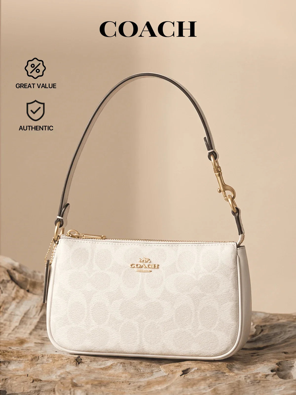 Coach Authentic Nolita 19 Women's Wristlet Crossbody Bag Tan
